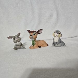 Walt Disney Productions Bambi And Thumper Porcelain Figurines Set Of 3